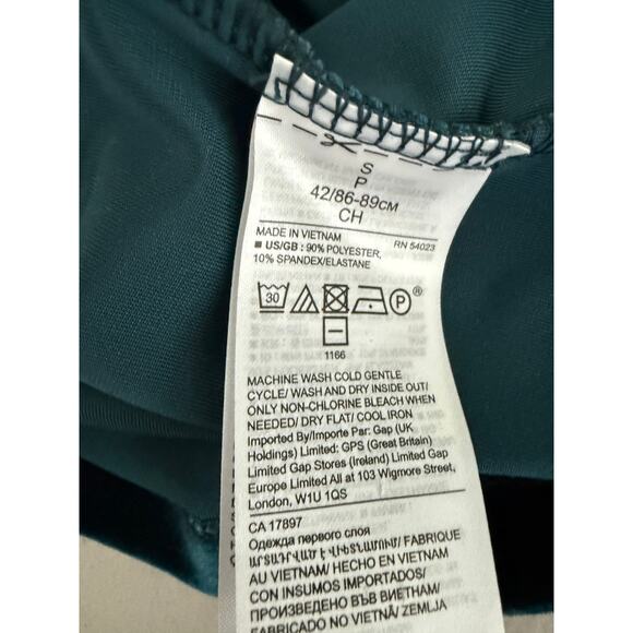 Banana Republic Teal Blue Green Velvet Mock Neck Half Sleeve Blouse Top Small - Picture 4 of 6